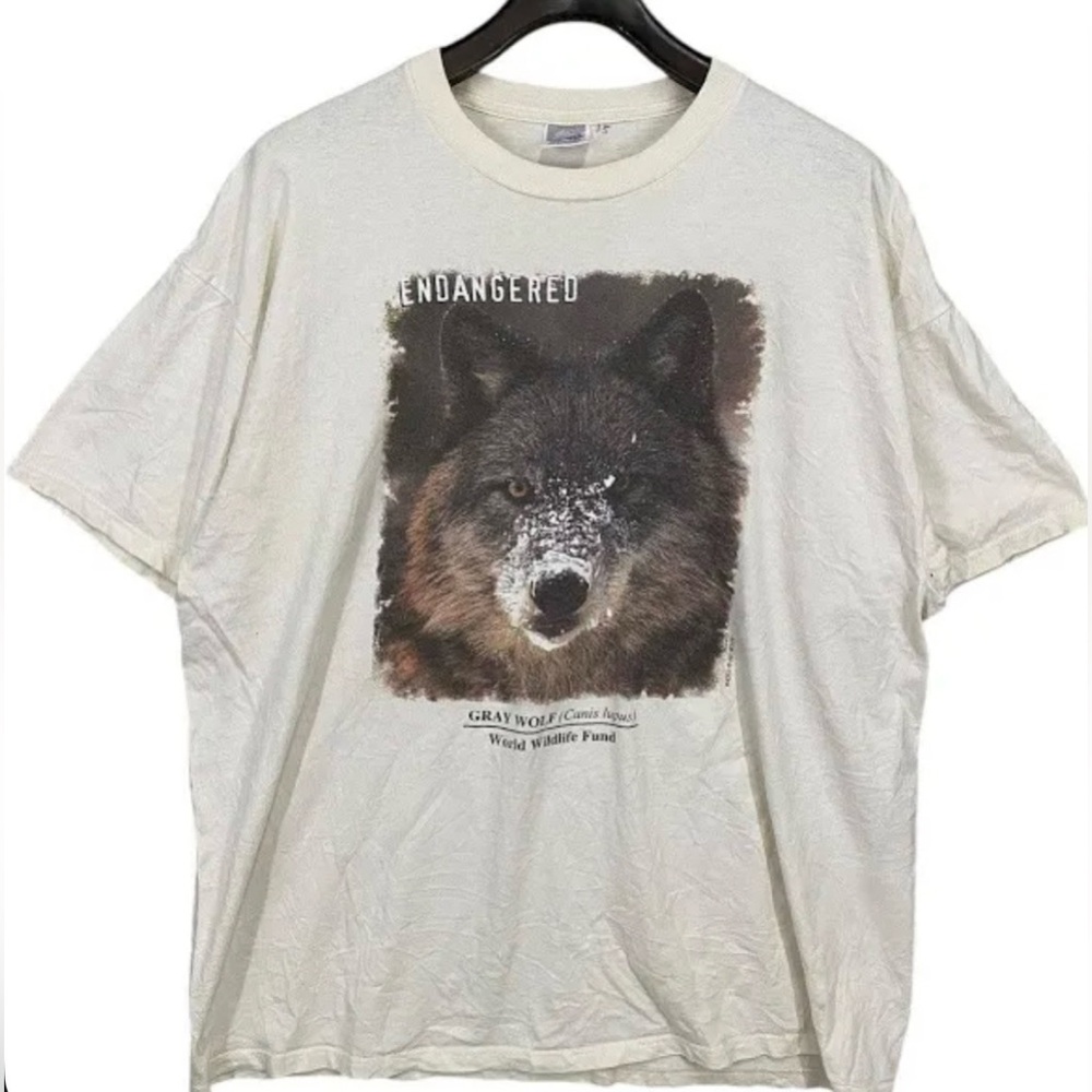 NEW Gray Wolf Canis Lupus World Wildlife Fund Animal Shirt Mens XXL Graphic